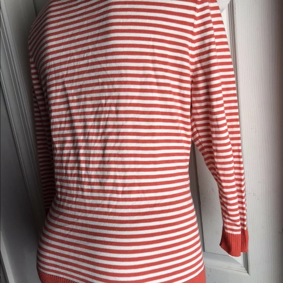 Talbots Coral Striped Cardigan Medium-Button Down - Picture 6 of 8
